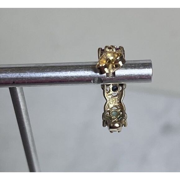 Gold Vermeil 925 Sterling Silver Sapphire Hoop Earrings Huggie Small Hoops - Picture 9 of 16